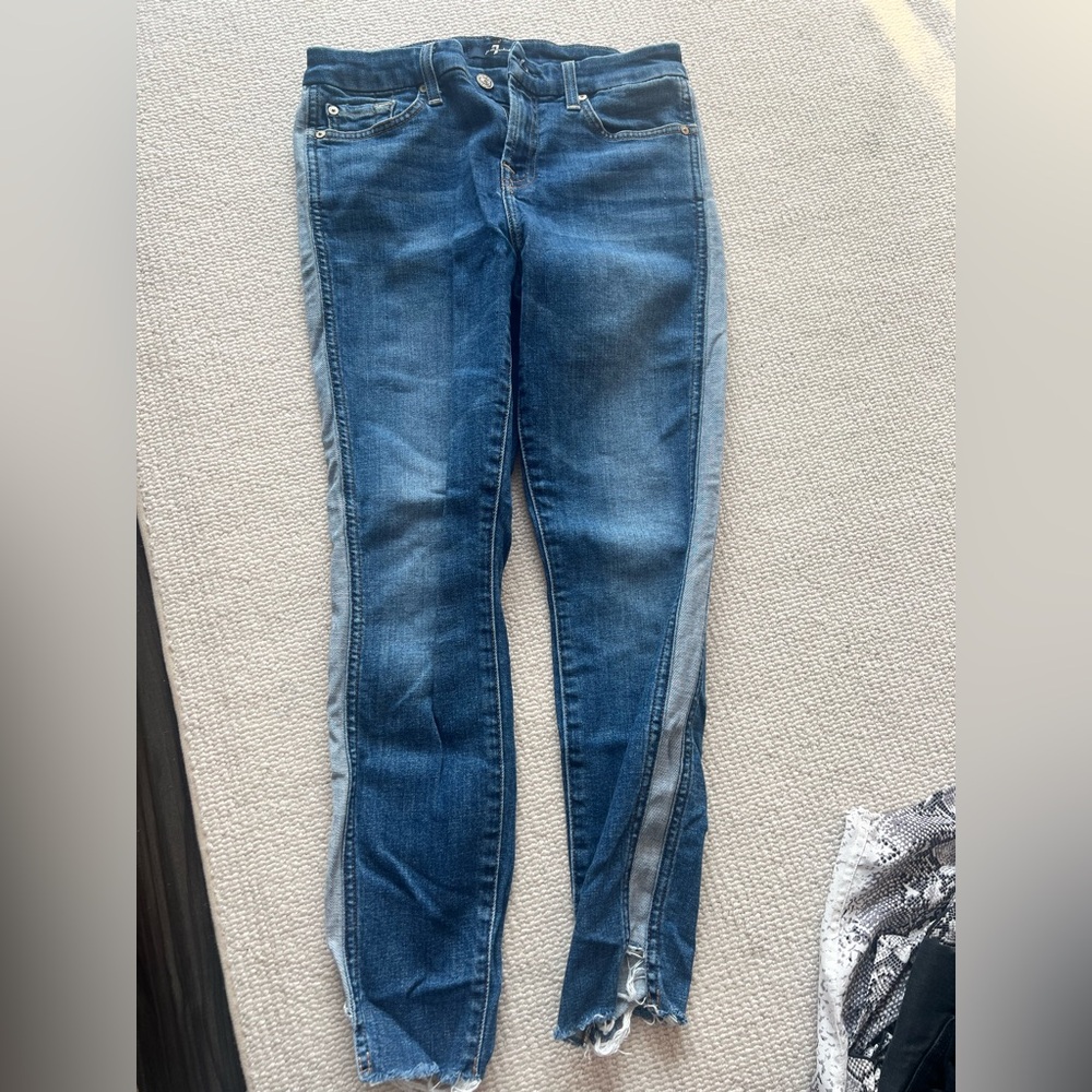 7 For All Mankind Blue Skinny Jeans
